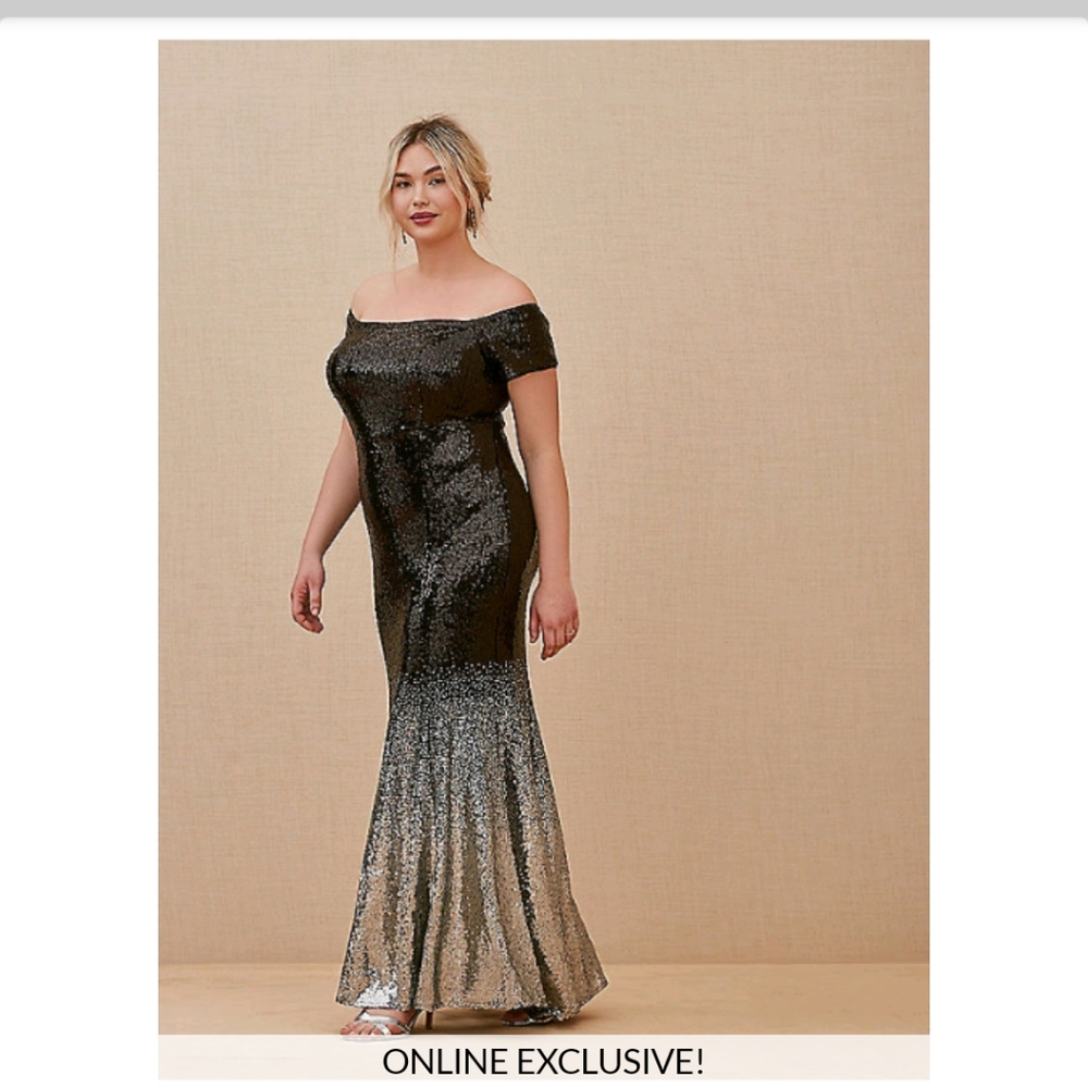 Torrid special occasion off should ombre sequin floor length gown NWT